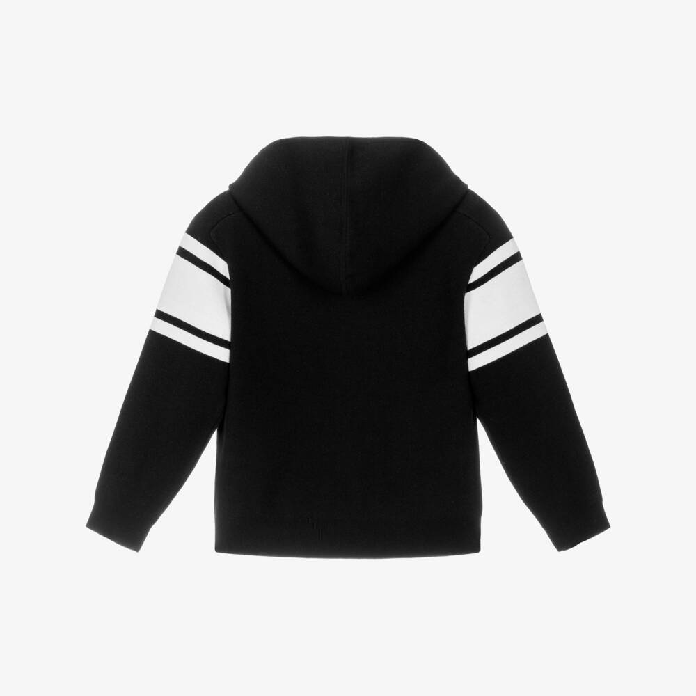 KARL LAGERFELD KIDS-Boys Black Knitted Logo Hoodie | Childrensalon