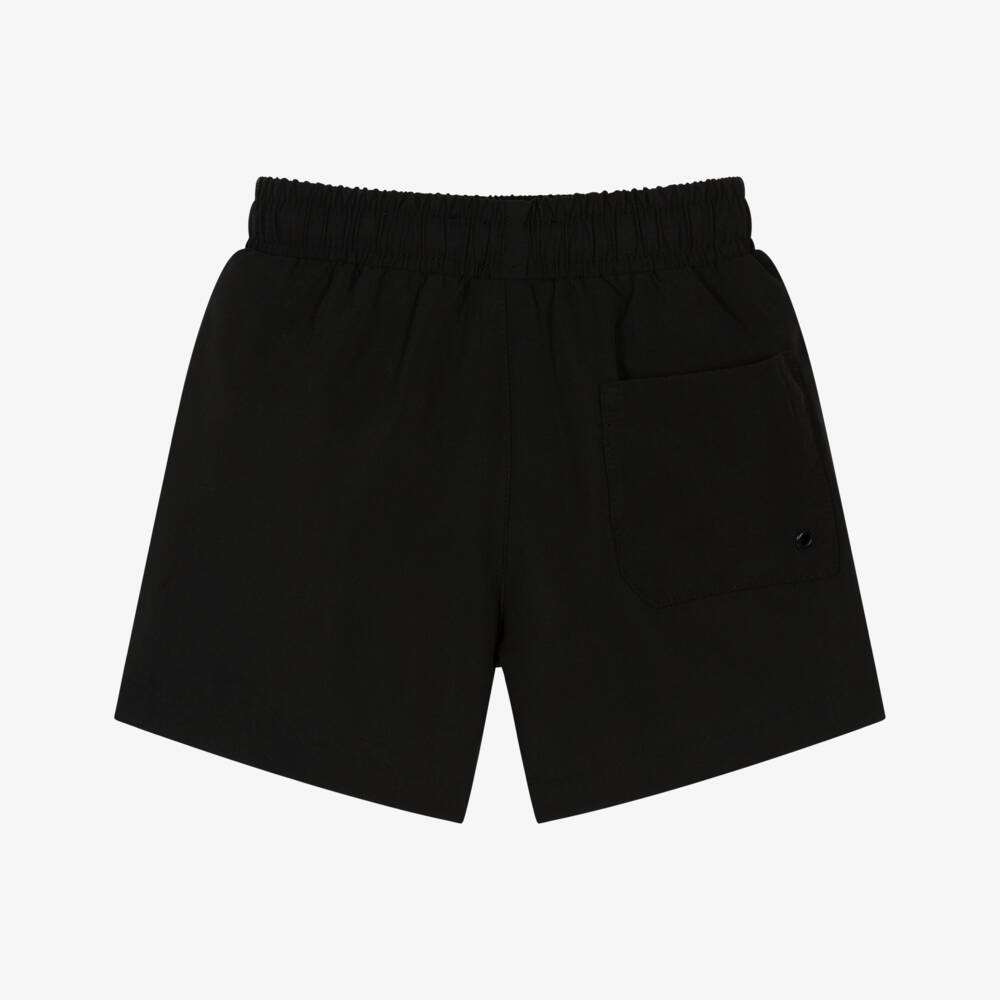 KARL LAGERFELD KIDS-Boys Black Swim Shorts with White Logo Print | Childrensalon