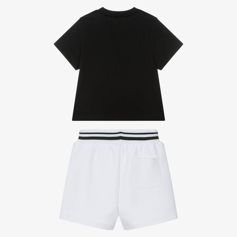 KARL LAGERFELD KIDS-Boys Black & White Cotton Jersey New Ikons Logo Shorts Set | Childrensalon