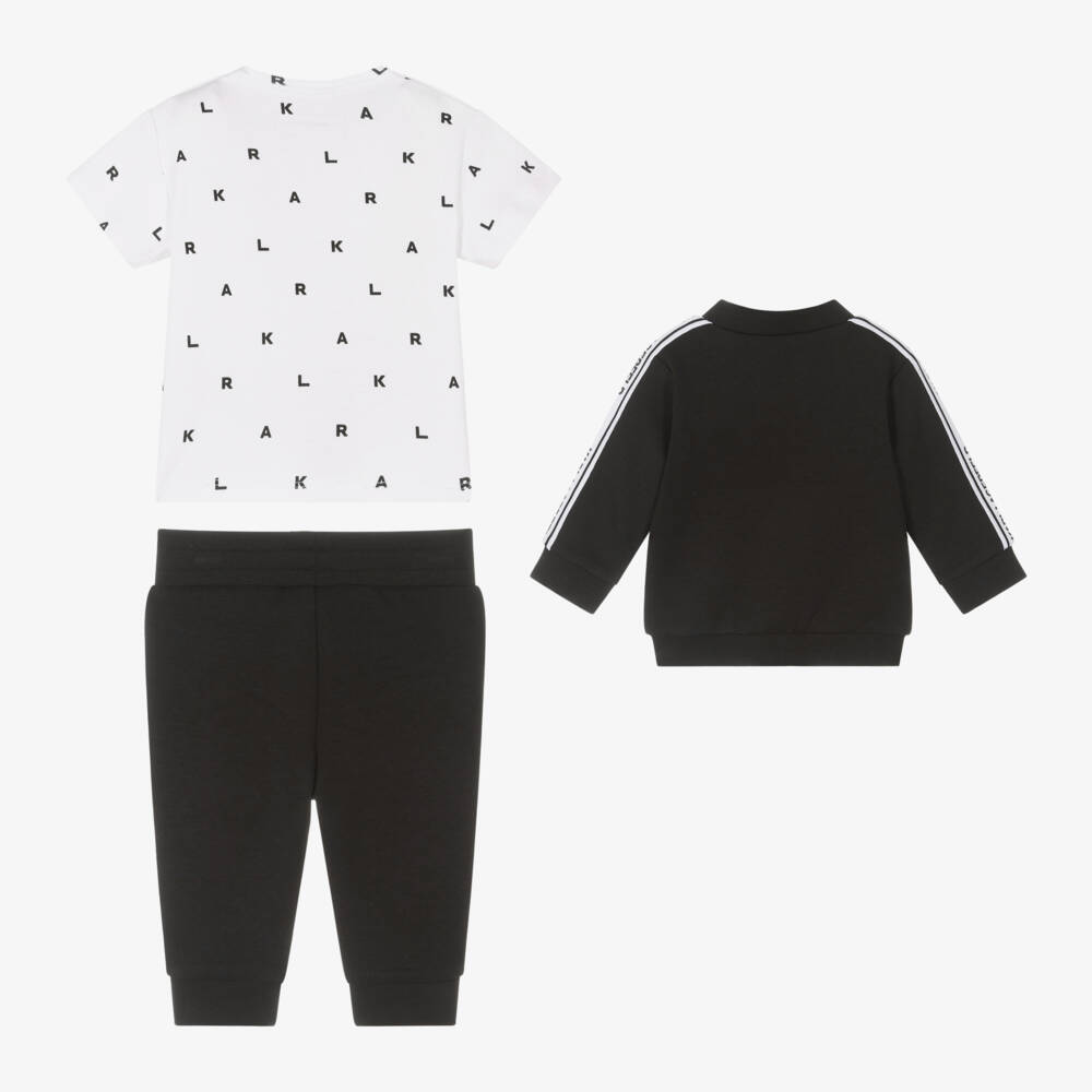 KARL LAGERFELD KIDS-Boys Black Zip-Up Tracksuit Set | Childrensalon