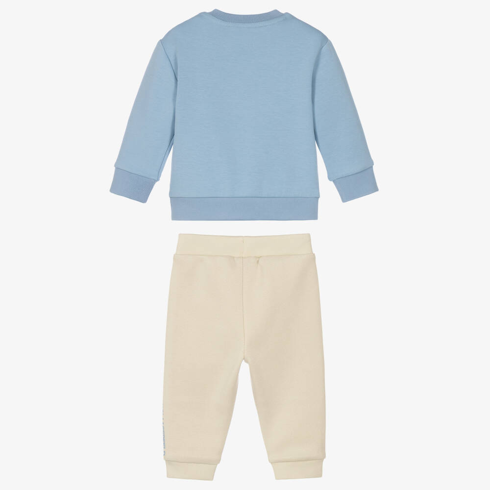 KARL LAGERFELD KIDS-Boys Blue & Beige Tracksuit with Karl Ikonik Print | Childrensalon