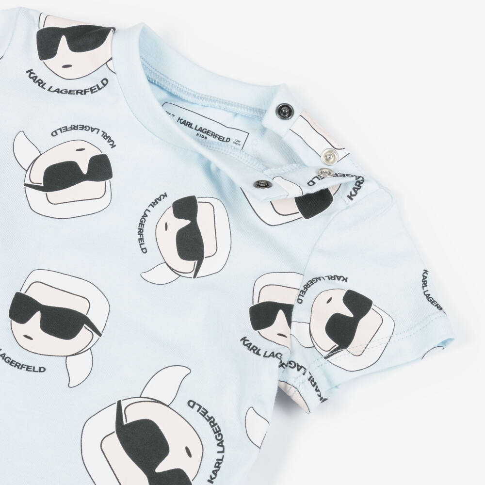 KARL LAGERFELD KIDS-Boys Blue & Black Cotton Karl Ikonik Shorts Set | Childrensalon