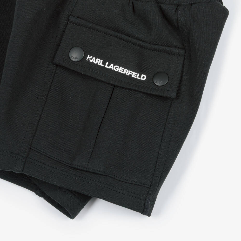 KARL LAGERFELD KIDS-Boys Blue & Black Cotton Karl Ikonik Shorts Set | Childrensalon