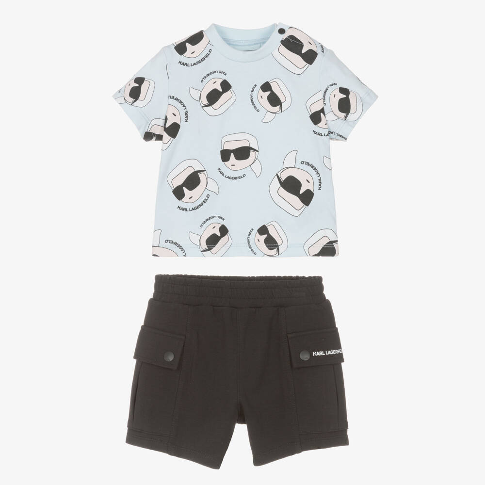 KARL LAGERFELD KIDS-Boys Blue & Black Karl Ikonik Shorts Set | Childrensalon