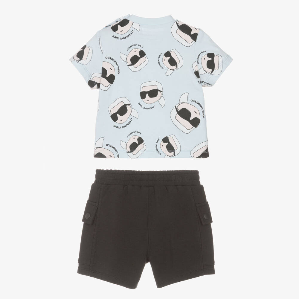 KARL LAGERFELD KIDS-Boys Blue & Black Karl Ikonik Shorts Set | Childrensalon