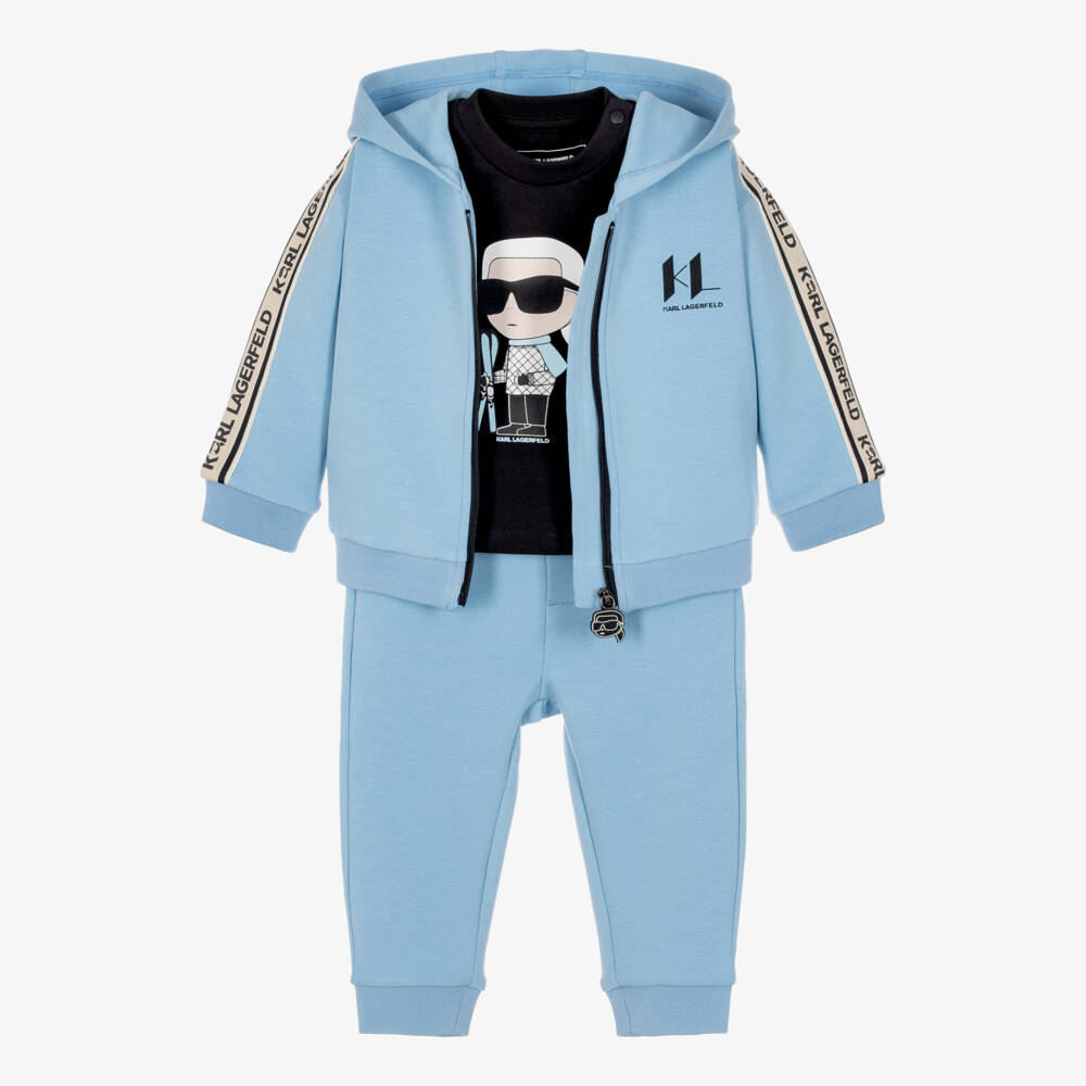 KARL LAGERFELD KIDS-Boys Blue Jersey Ski Club Tracksuit Set | Childrensalon