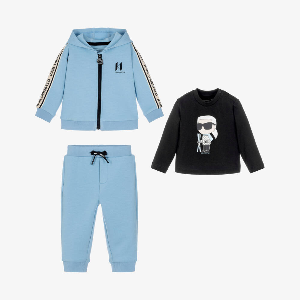 KARL LAGERFELD KIDS-Boys Blue Jersey Ski Club Tracksuit Set | Childrensalon