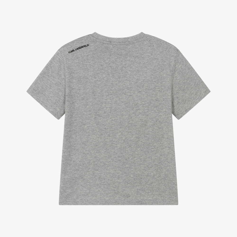 KARL LAGERFELD KIDS-Boys Grey Karl Pocket Cotton T-Shirt | Childrensalon