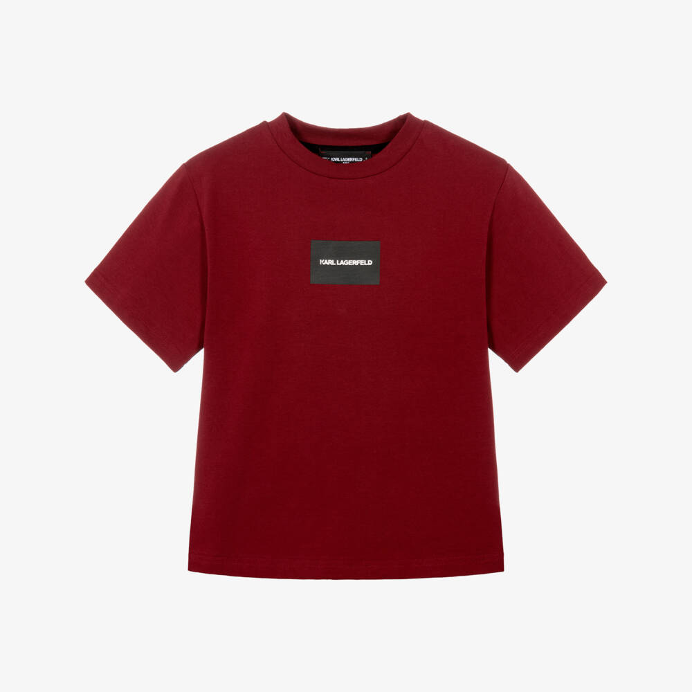 KARL LAGERFELD KIDS-Boys Red Cotton Graphic T-Shirt | Childrensalon