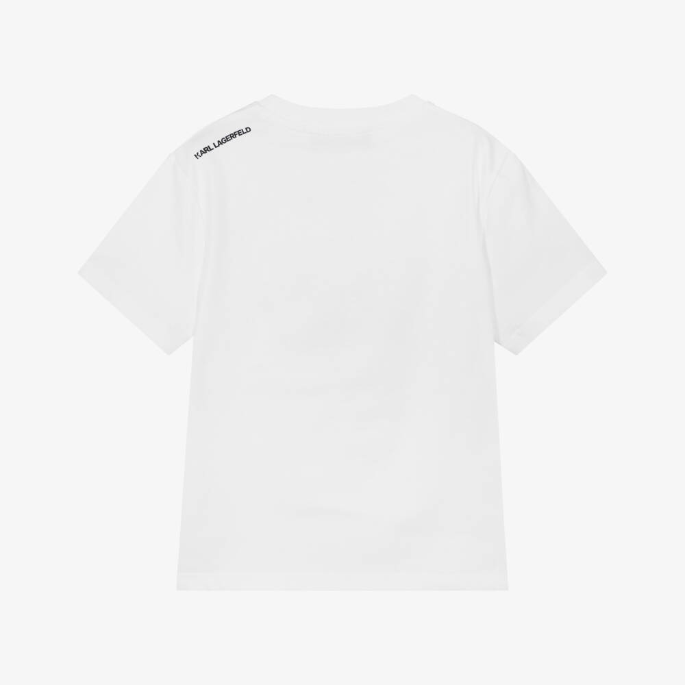 KARL LAGERFELD KIDS-Футболка Karl Ikonik белая хлопковая для мальчиков | Childrensalon