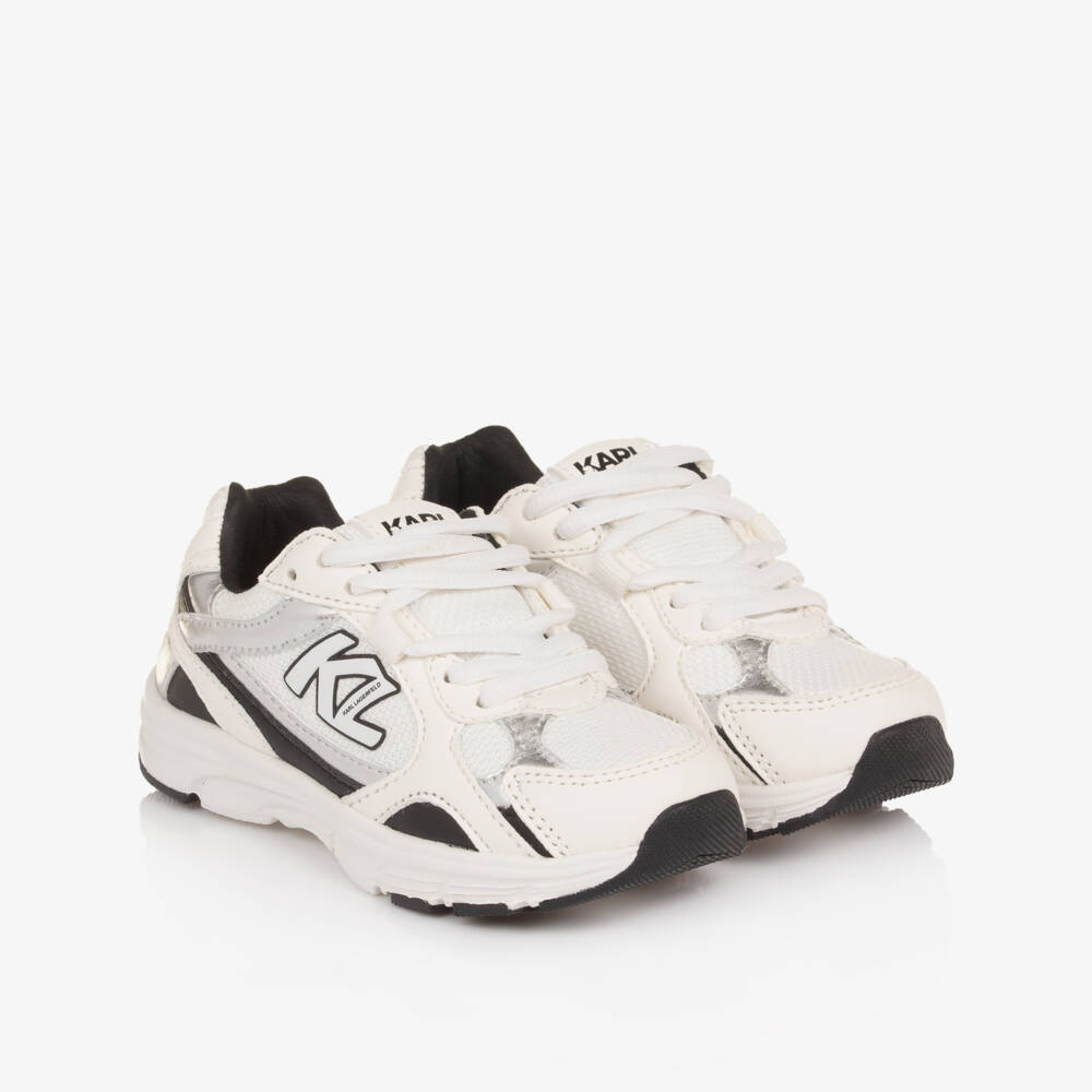 KARL LAGERFELD KIDS-حذاء رياضي بشعار KL لون أبيض وفضي للأولاد | Childrensalon