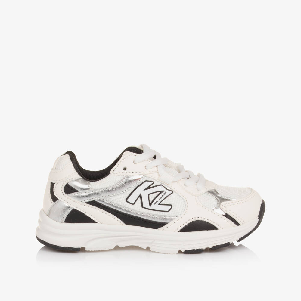 KARL LAGERFELD KIDS-حذاء رياضي بشعار KL لون أبيض وفضي للأولاد | Childrensalon