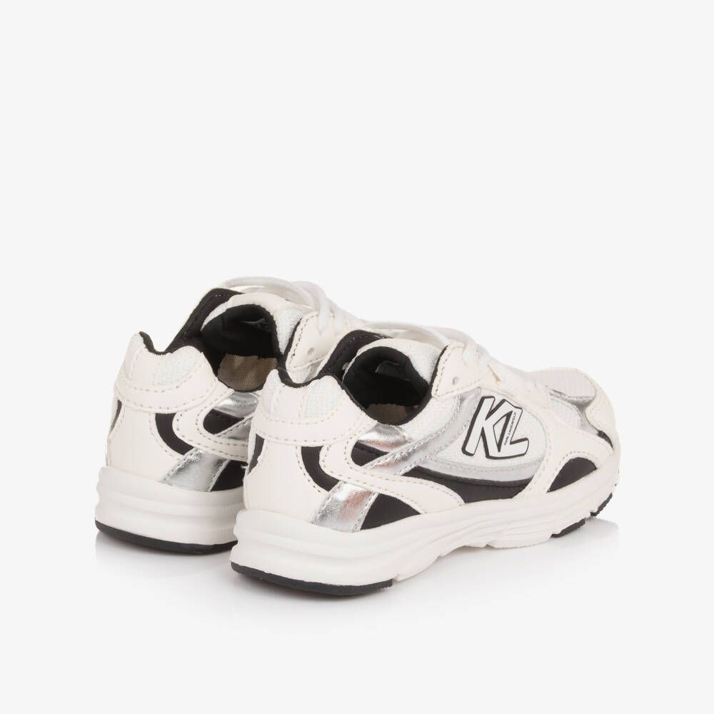 KARL LAGERFELD KIDS-حذاء رياضي بشعار KL لون أبيض وفضي للأولاد | Childrensalon