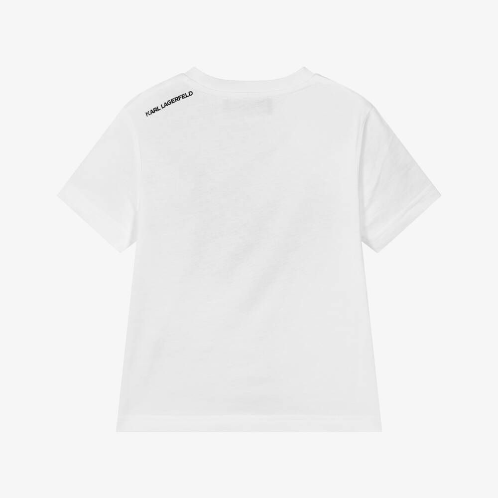 KARL LAGERFELD KIDS-Boys White T-Shirt with Black Karl Print | Childrensalon