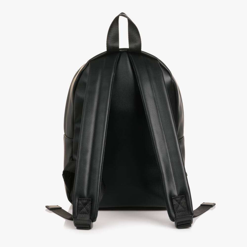 KARL LAGERFELD KIDS-Girls Black Faux Leather Backpack (33cm) | Childrensalon