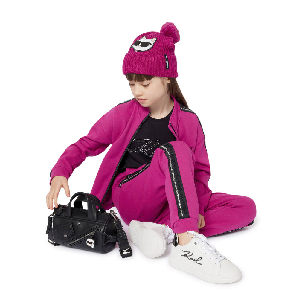 KARL LAGERFELD KIDS-Girls Black Faux Leather Handbag (18cm) | Childrensalon