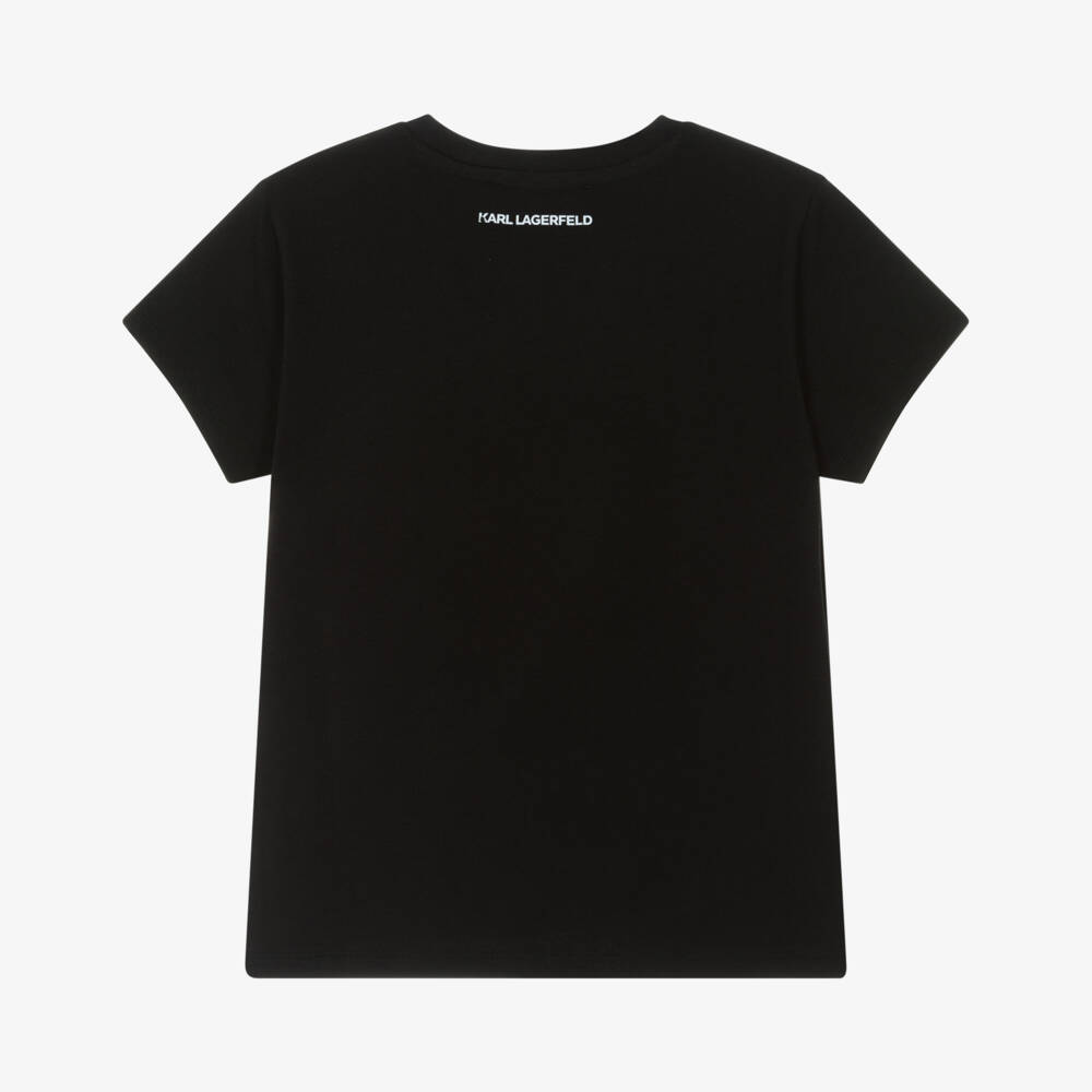 KARL LAGERFELD KIDS-Girls Black Karl New Ikons T-Shirt | Childrensalon