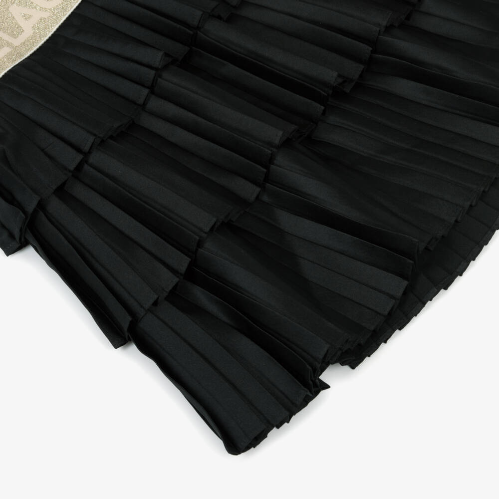 KARL LAGERFELD KIDS-فستان ساتان بكسرات لون أسود للبنات | Childrensalon