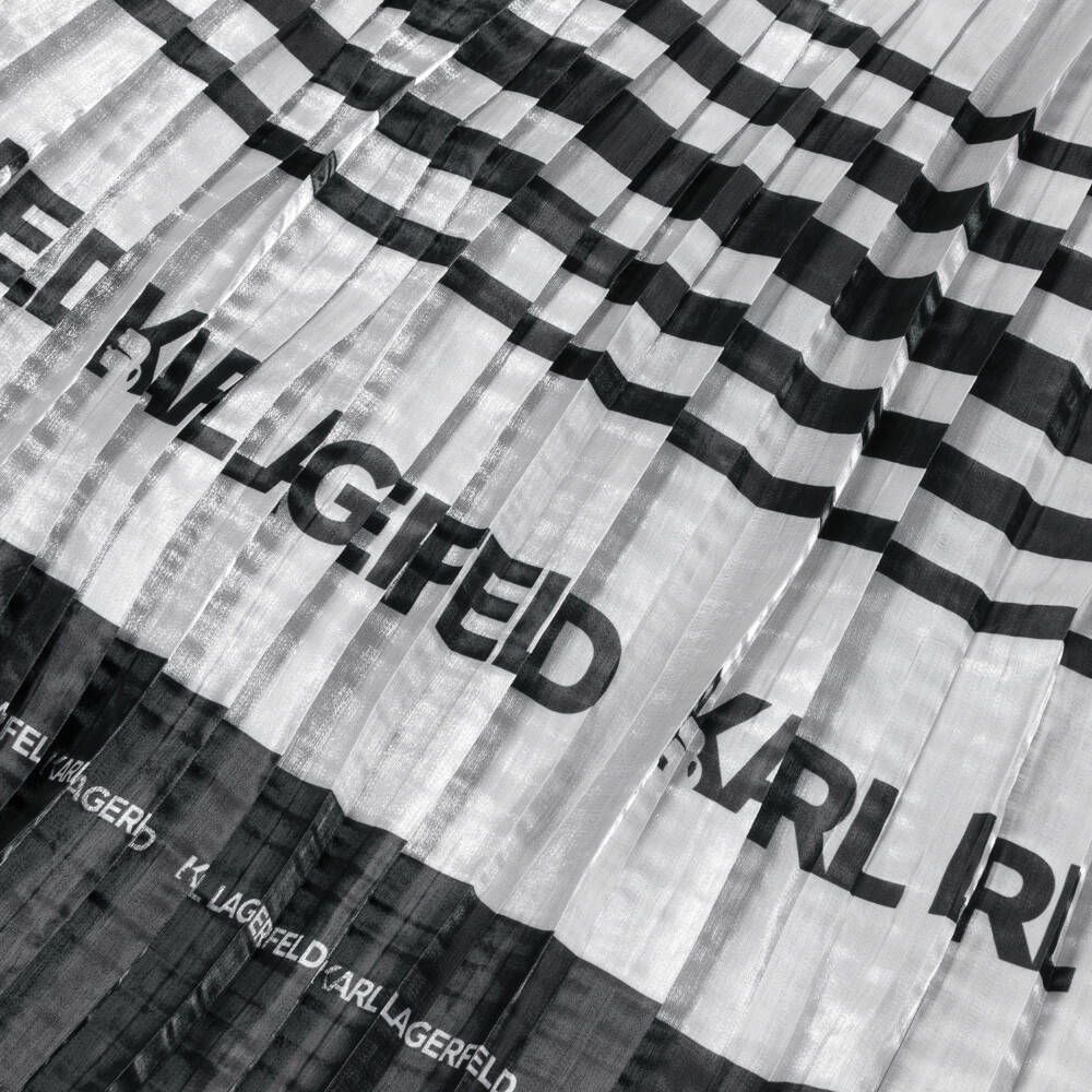 KARL LAGERFELD KIDS-Girls Black & Silver Pleated Logo Skirt | Childrensalon