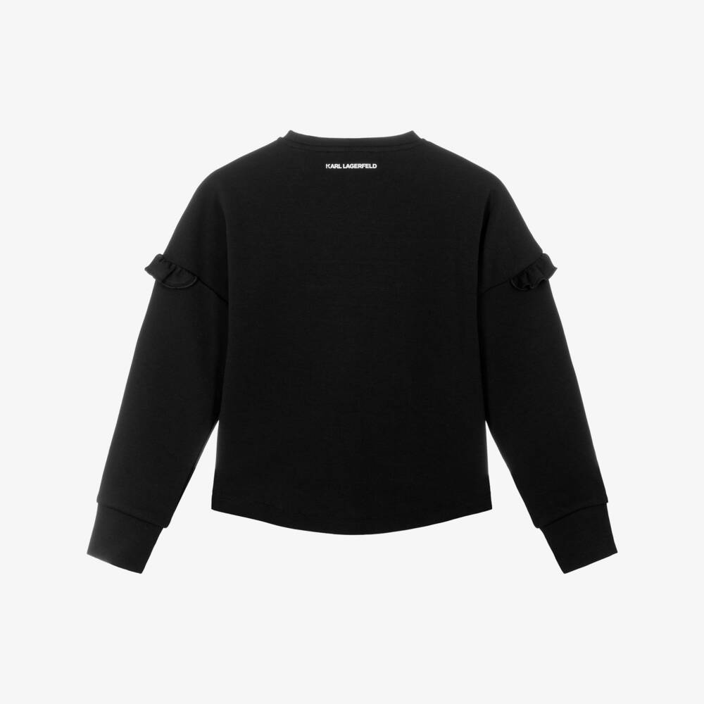 KARL LAGERFELD KIDS-Girls Black Sweatshirt with Signature Logo Design | Childrensalon