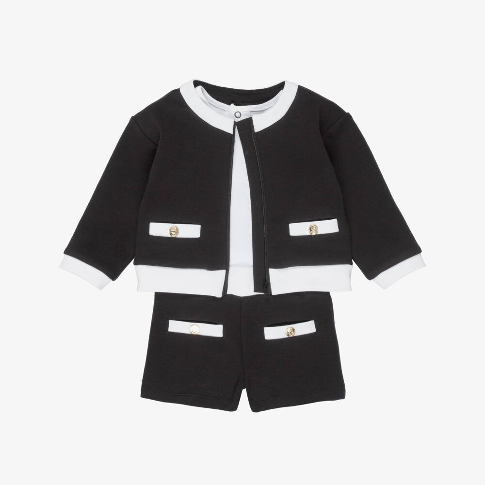 KARL LAGERFELD KIDS-Girls Black & White Choupette Shorts Set | Childrensalon