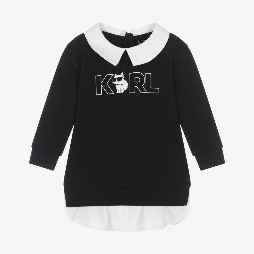 KARL LAGERFELD KIDS-Платье черно-белое из миланского трикотажа | Childrensalon