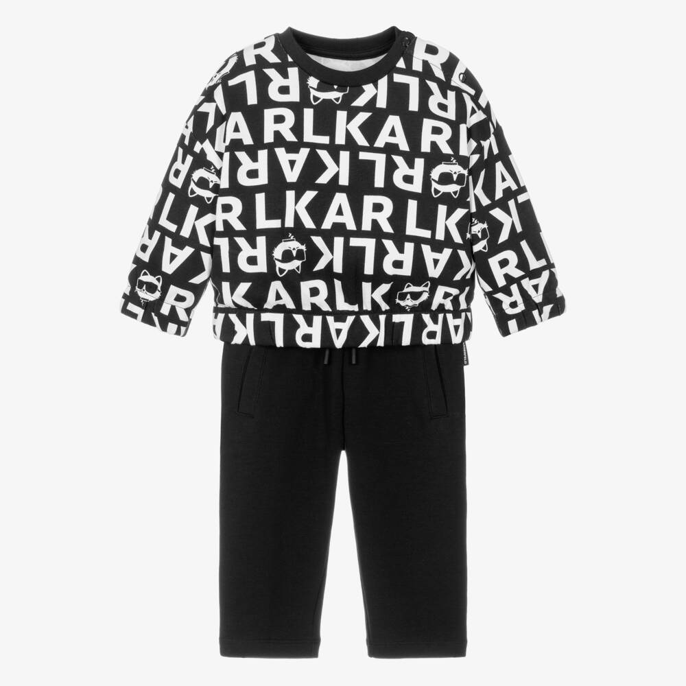 KARL LAGERFELD KIDS-Girls Black & White Logo Print Leggings Set | Childrensalon