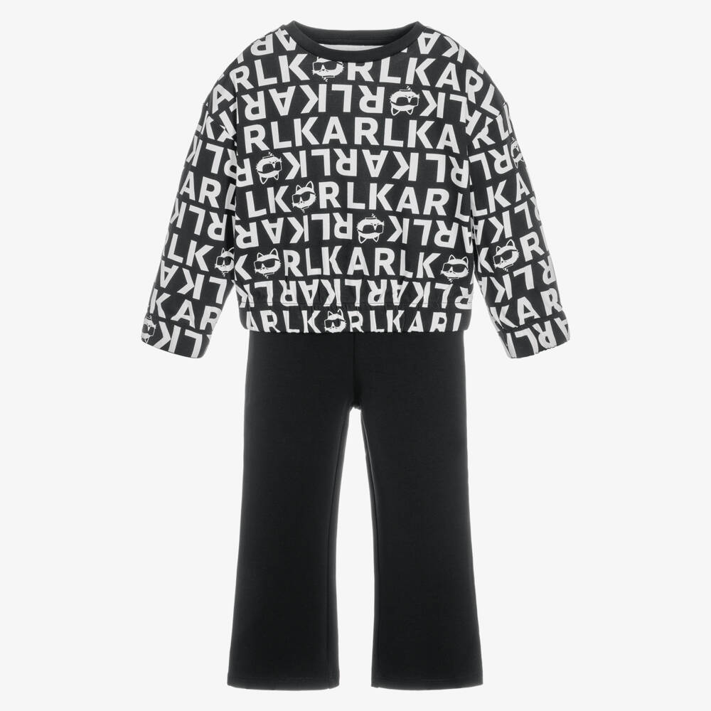 KARL LAGERFELD KIDS-Girls Black & White Logo Print Leggings Set | Childrensalon