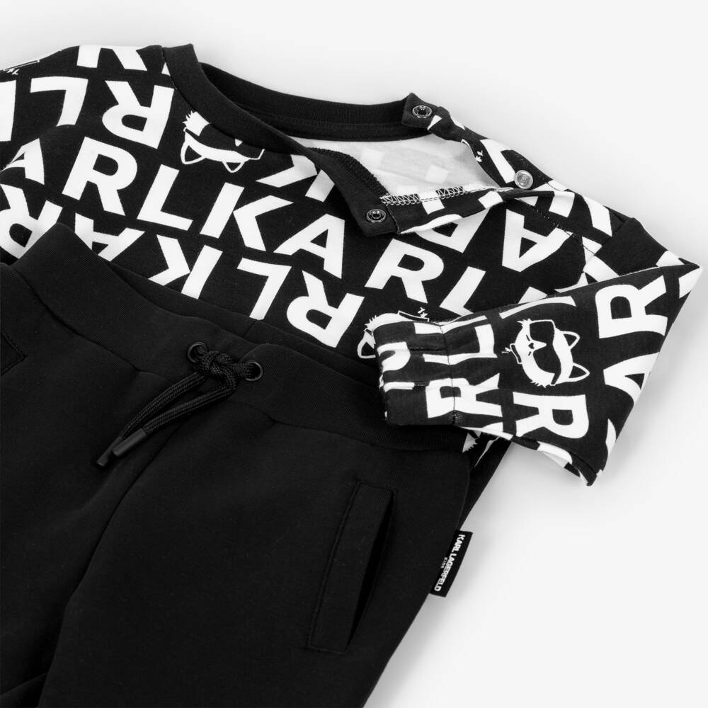 KARL LAGERFELD KIDS-Girls Black & White Logo Print Leggings Set | Childrensalon