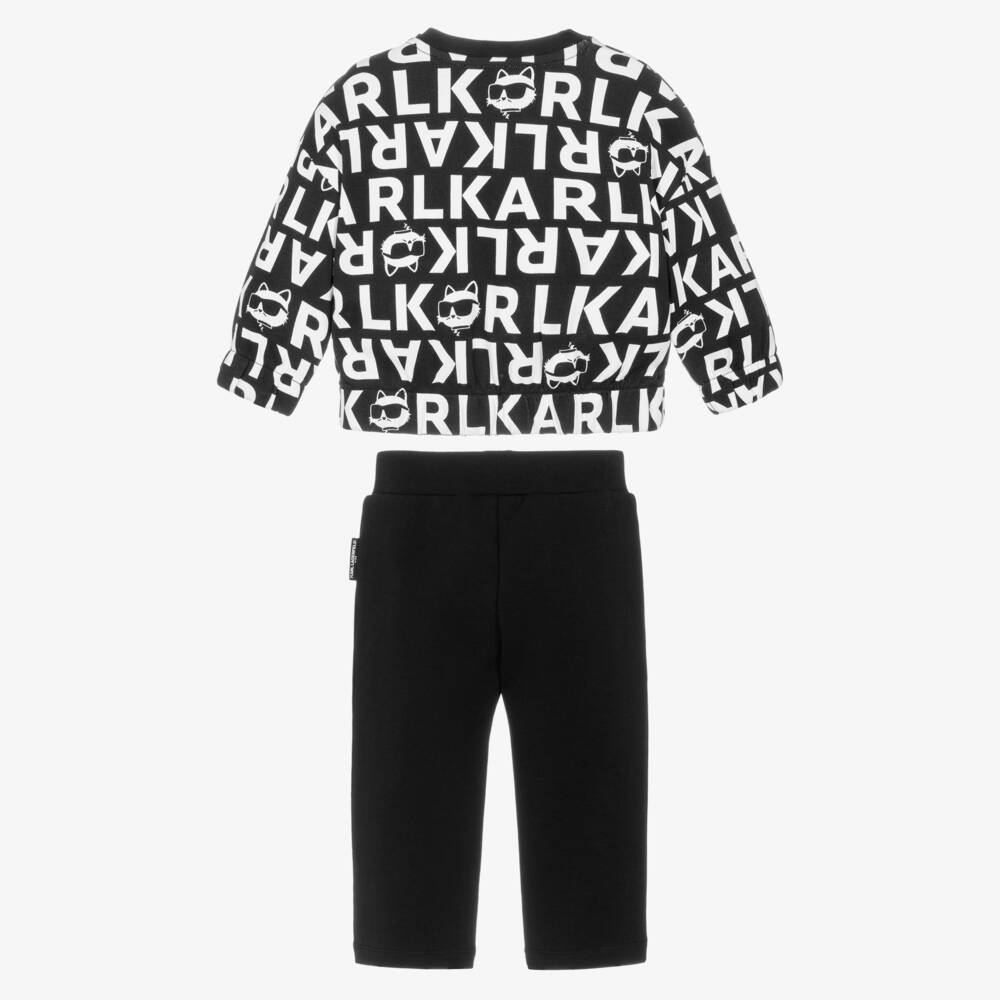 KARL LAGERFELD KIDS-Girls Black & White Logo Print Leggings Set | Childrensalon