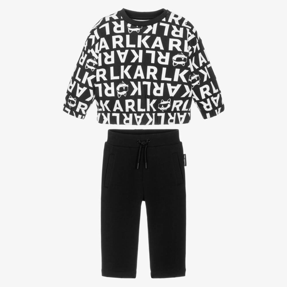 KARL LAGERFELD KIDS-Girls Black & White Logo Print Leggings Set | Childrensalon