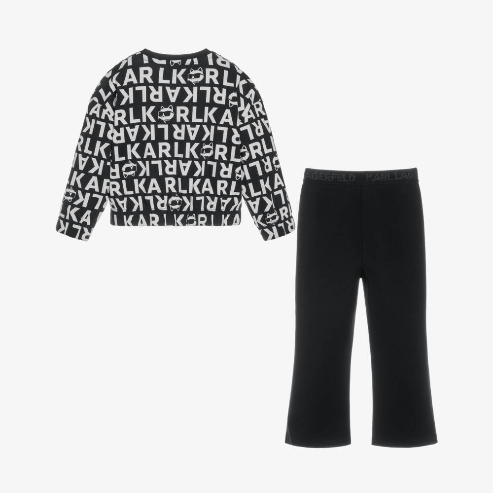 KARL LAGERFELD KIDS-Girls Black & White Logo Print Leggings Set | Childrensalon
