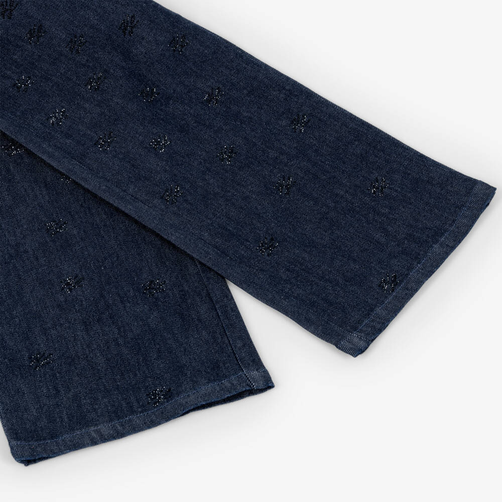 KARL LAGERFELD KIDS-Girls Dark Blue Denim Jeans with KL Rhinestones | Childrensalon