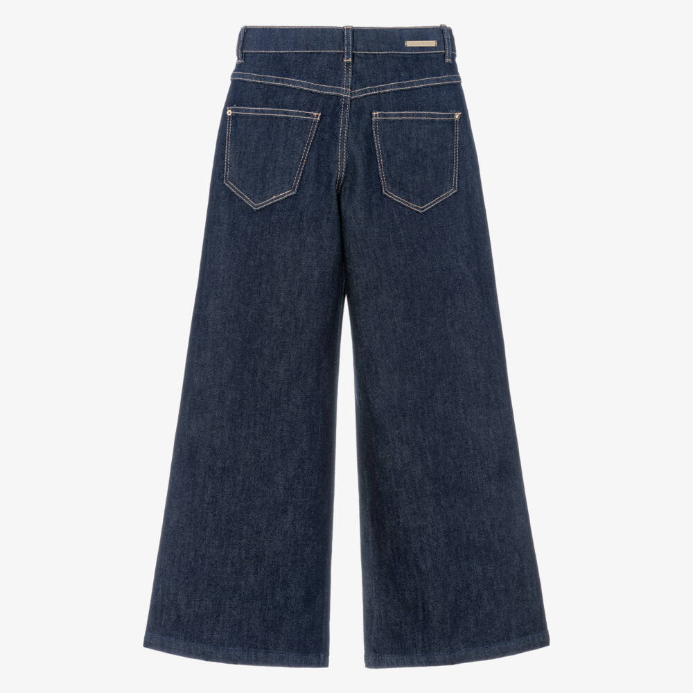 KARL LAGERFELD KIDS-Girls Dark Blue Denim Jeans with KL Rhinestones | Childrensalon