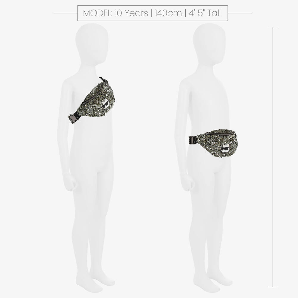 KARL LAGERFELD KIDS-Girls Green Sequin Belt Bag (26cm) | Childrensalon