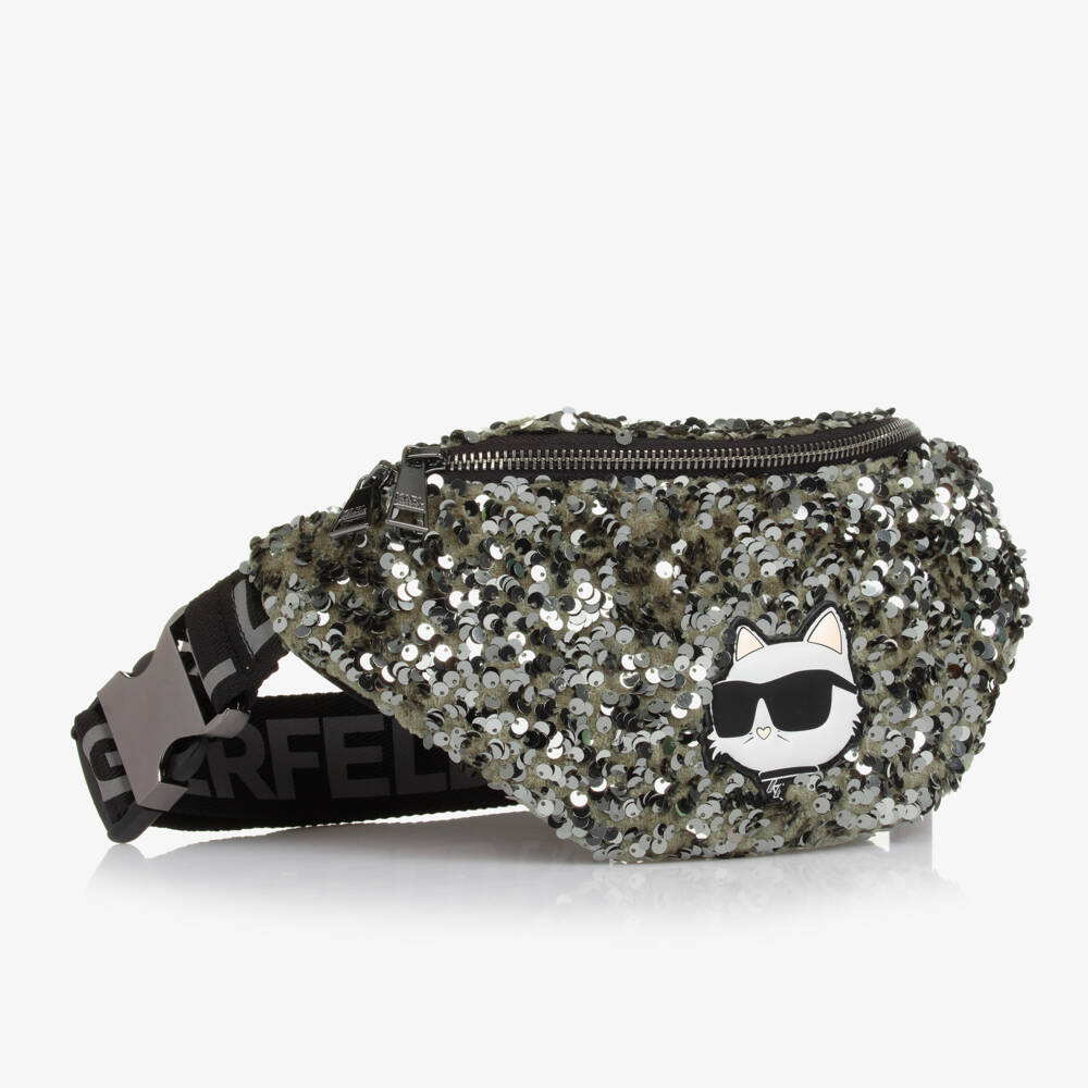 KARL LAGERFELD KIDS-Girls Green Sequin Belt Bag (26cm) | Childrensalon
