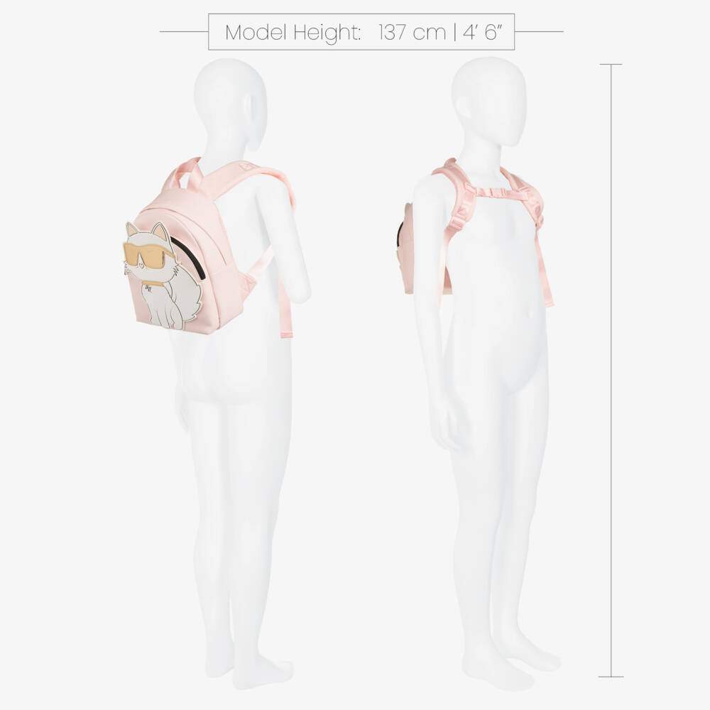 KARL LAGERFELD KIDS-Girls Pale Pink Choupette Backpack (25cm) | Childrensalon