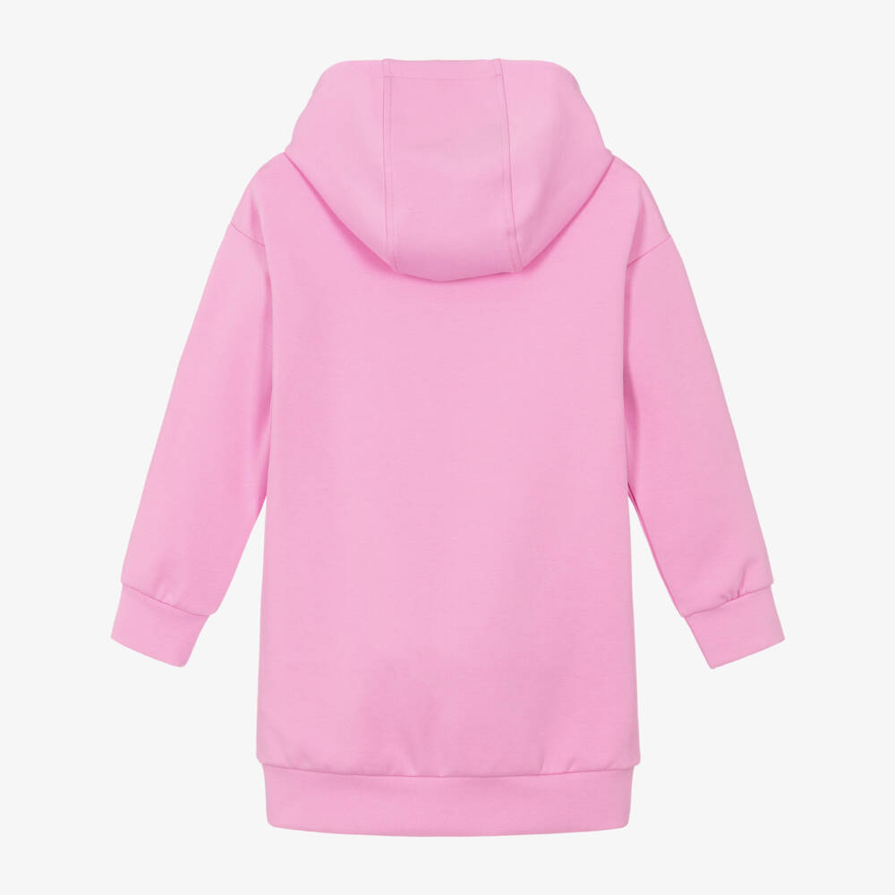 KARL LAGERFELD KIDS-Girls Pink Hooded Dress with Choupette Logo | Childrensalon