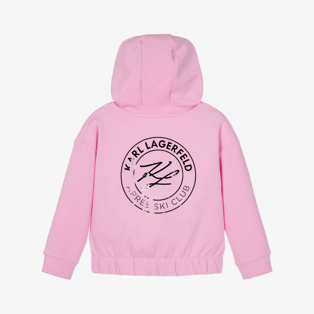 KARL LAGERFELD KIDS-Girls Pink Jersey Ski Club Tracksuit Set | Childrensalon