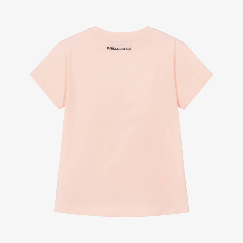 KARL LAGERFELD KIDS-Girls Pink Karl Ikonik Print T-Shirt | Childrensalon