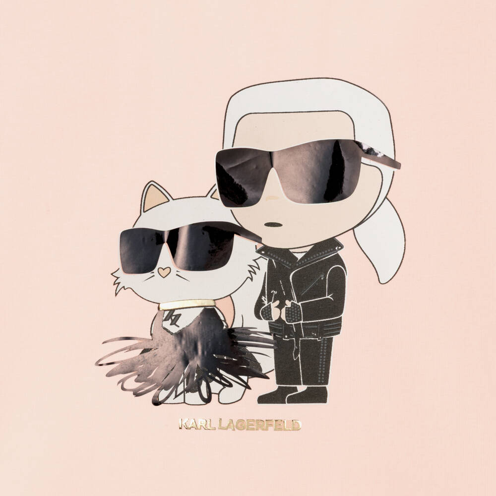 KARL LAGERFELD KIDS-Girls Pink Karl Ikonik Print T-Shirt | Childrensalon