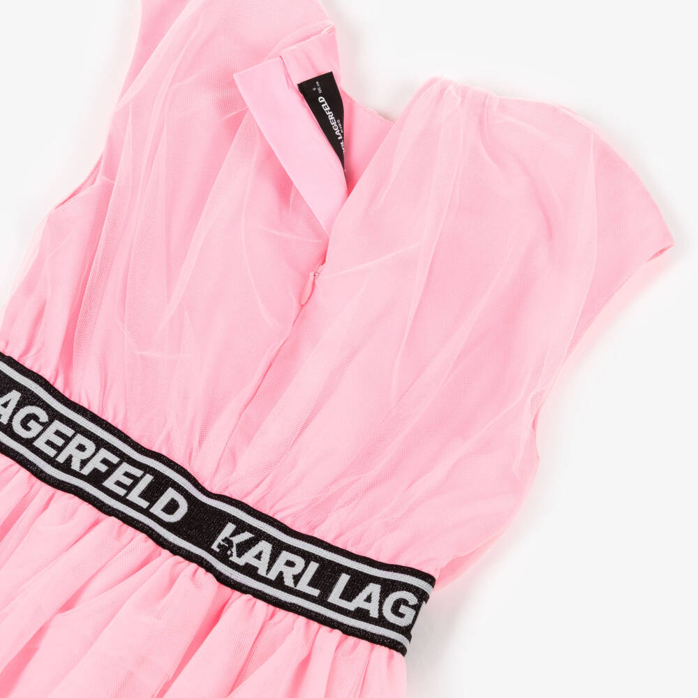KARL LAGERFELD KIDS-Girls Pink Layered Tulle Dress | Childrensalon