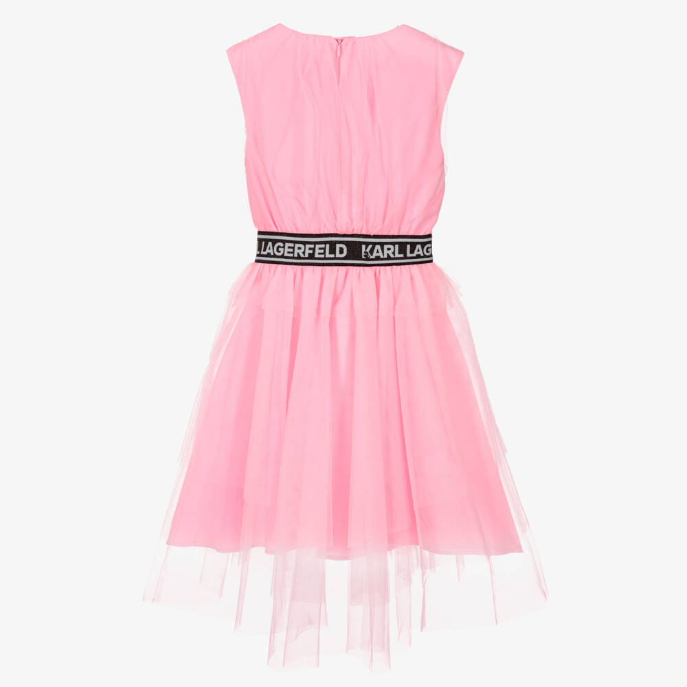 KARL LAGERFELD KIDS-Girls Pink Layered Tulle Dress | Childrensalon