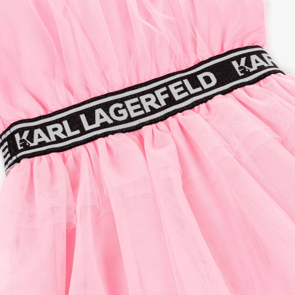 KARL LAGERFELD KIDS-Girls Pink Layered Tulle Dress | Childrensalon