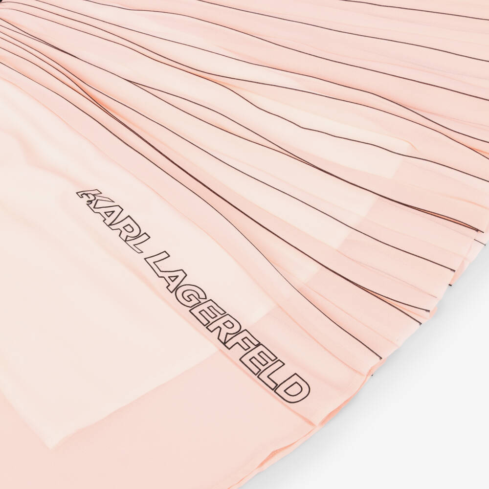 KARL LAGERFELD KIDS-Girls Pink Pleated Midi Skirt | Childrensalon