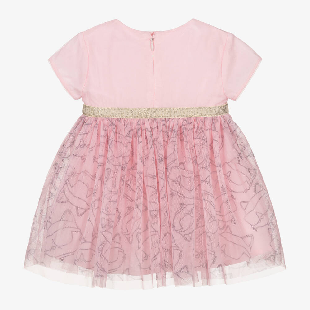 KARL LAGERFELD KIDS-Girls Pink Tulle Choupette Dress | Childrensalon