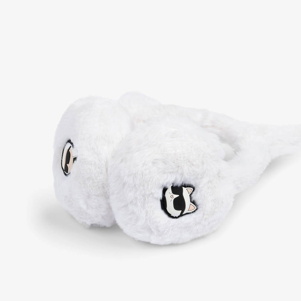 KARL LAGERFELD KIDS-غطاء أذن فرو صناعي لون أبيض للبنات | Childrensalon