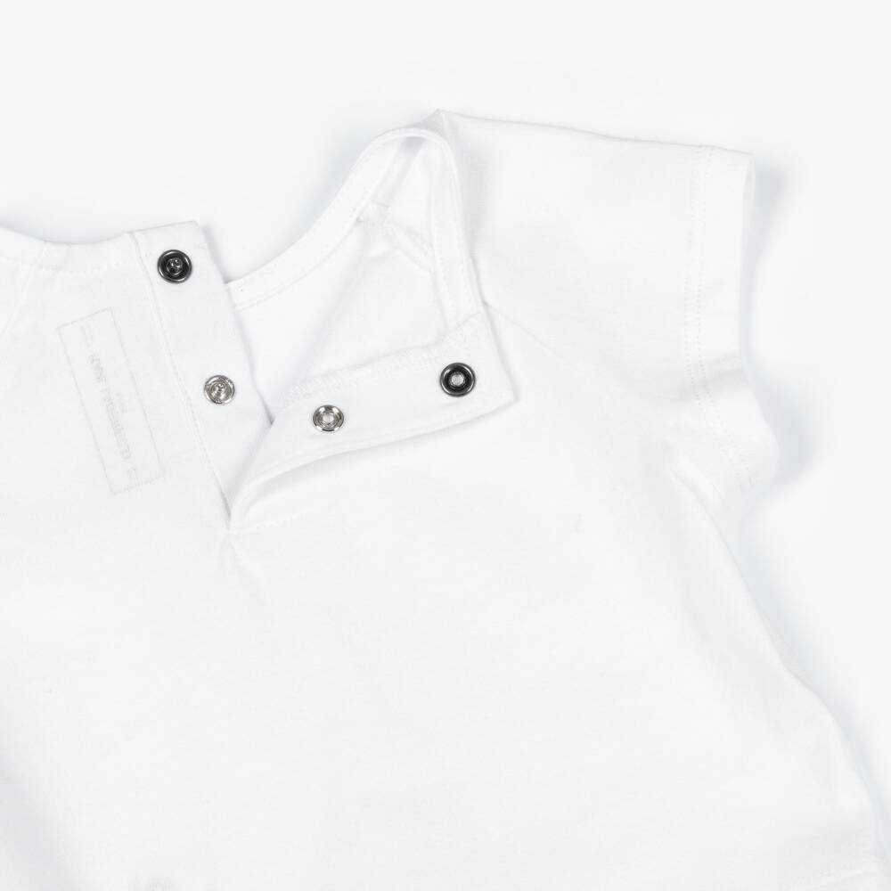 KARL LAGERFELD KIDS-Girls White Jersey & Pink Tulle Choupette Skirt Set | Childrensalon