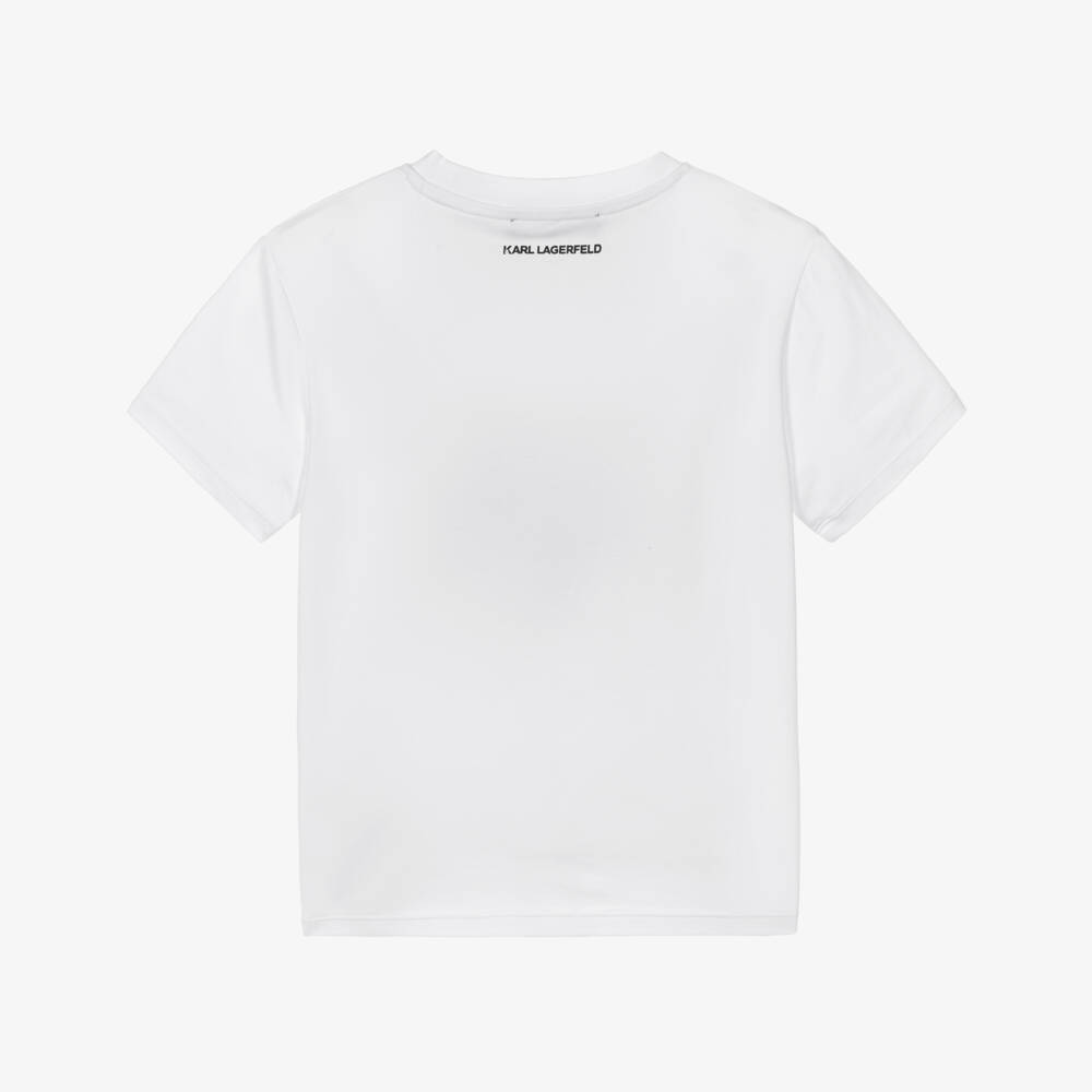 KARL LAGERFELD KIDS-Girls White Reversible Sequin Choupette T-Shirt | Childrensalon