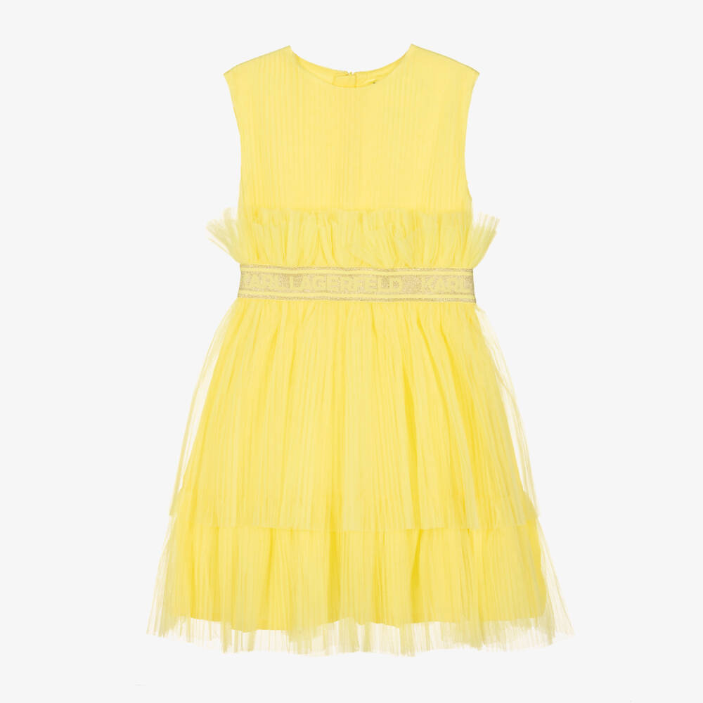 open lace back dress KARL LAGERFELD PARIS High Neck Pleated Dress